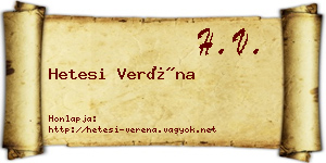 Hetesi Veréna névjegykártya